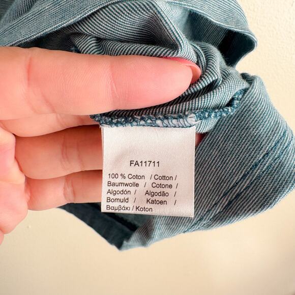 Lacoste Blue Green Micro Stripe V Neck Short Sleeve Shirt - Large - Picture 4 of 7